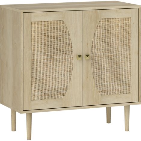 Buffet design cannage 2 portes LAMEBO aspect bois naturel
