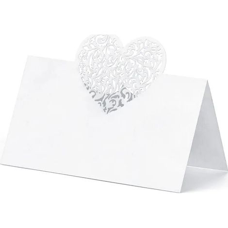 Tarjetas de mesa con forma de corazón, 10 unidades.