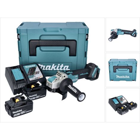 Makita DGA 521 RMX1J Akku Winkelschleifer 18 V 125 mm X-LOCK Brushless + 2x Akku 4,0 Ah + Ladegerät + Makpac