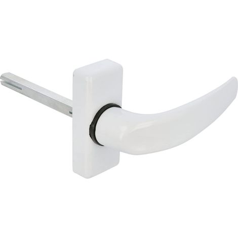 Poignée de porte d'intérieur avec Rosace  Pognée Modèle Delta  121 x 72 mm  Élégant et Simple  Taille du carré 8 mm  Poignée Ergonomique  Aluminium Blanc (1/5)