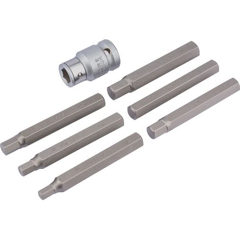 Draper 6mm - 12mm Hexagon Bit Set and Holder 1/2" Square Drive (7 Piece) (83564) (1/5)