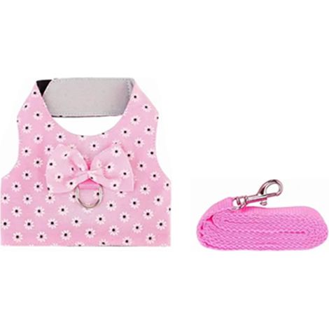 Harnais pour lapin, laisse ajustable, souple, léger et mignon, ceinture de promenade pour petits animaux de compagnie, hamsters et cochons d'Inde (1/5)