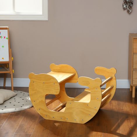 Arco de escalada infantil, mesa de juguetes para niños de 18 a 48 meses, diseño 2 en 1, carga máxima 50 kg, madera natural.