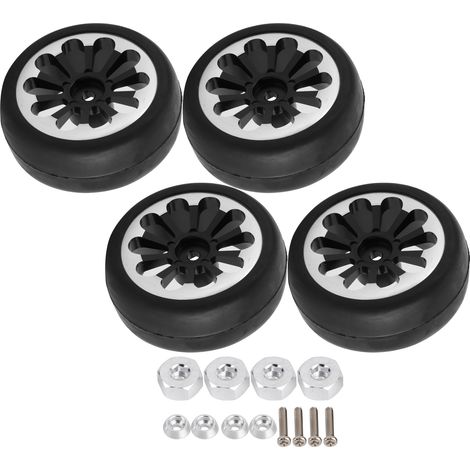4 Pièces Jantes Métalliques avec Pneus Souples pour Voiture RC WPL D12, Roues de 63mm avec Adaptateur (1/5)
