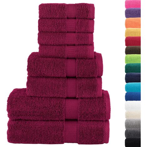 vidaXL Juego de toallas premium SOLUND 8 unidades burdeos 600 gsm (1/2)