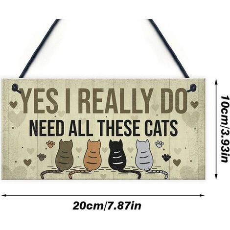 Plaque Suspendue Bois - Pour Chat - Décoration Murale Intérieure - 10 x 20 cm - 1 Pièce (1/5)