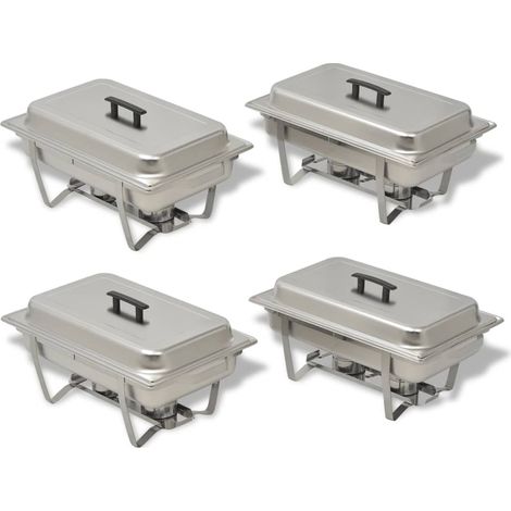 Ensemble de chauffe-plats 4 pcs Acier inoxydable