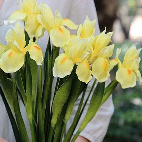 Fleur Artificielle - Fleur Séchée en Faux Cuir - Décoration Intérieure et Mariage - 1 Pièce - Jaune - 58 cm (1/4)