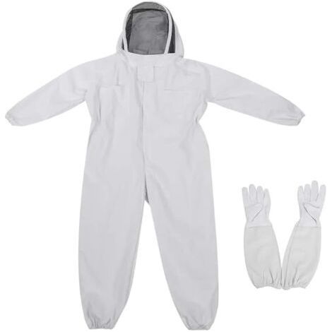 Combinaison d'apiculteur enfants – Anti-abeilles avec capuche en voile – Coton polyester respirant – Taille M, Blanc (1/4)