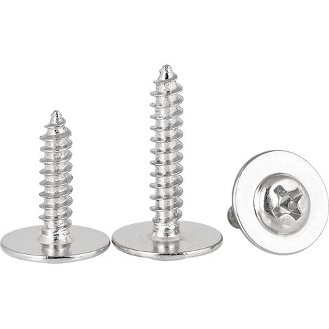 25 Pièces Vis Autotaraudeuses à Tête Ronde, M3 x 6 x 10 mm Vis à Bois en Acier Inoxydable 304 Avec Rondelles, pour Meubles (1/5)