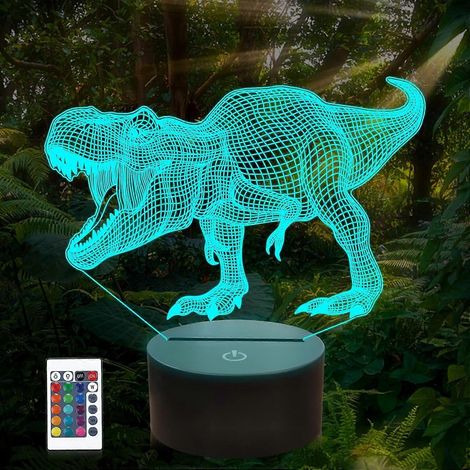Dinosaurier-Nachtlicht für Kinder, 3D-LED-Dinosaurierlampe mit Fernbedienung, 16 wechselnden Farben und Timer für die Kinderzimmerdekoration (1/5)