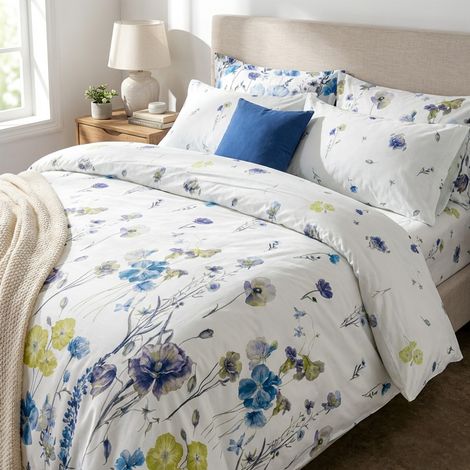 Set copripiumino matrimoniale in puro cotone Day Dream - Blu