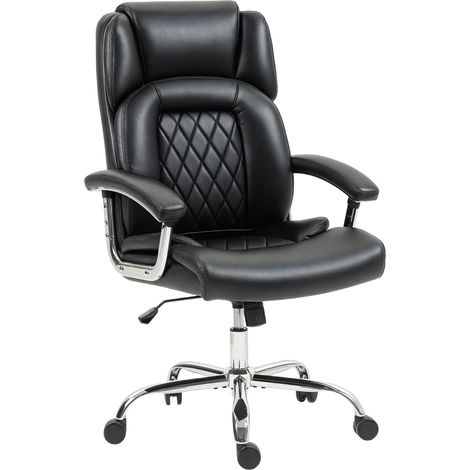 Big and Tall Office Chair 180kg with Spring Cushion, PU Lear - Black (1/5)