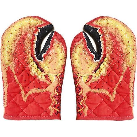 Gants de cuisine en coton matelassé résistant à la chaleur, motif pince de homard (homard) (1/5)