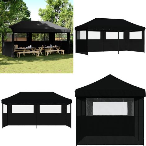 Partyzelt Faltbar Pop-Up mit 3 Seitenteilen Schwarz - Outdoor-Pavillon - Partyzelt - Sonnensegel - Gartenfestzelt - Faltzelt - Home & Living (1/5)