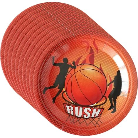 Ensemble de couverts pour fête sur le thème du basket-ball, plateau en papier jetable, gobelet en papier, décoration pour fête scolaire (1/5)