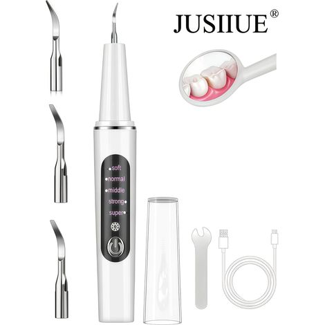 Dental Remover LED Illuminated Dental Calculus Remover, 5-Mode Rechargeable Teeth Cleaning Kit With 3 Stainless Steel Heads Electric Scraper For Home And Travel Use (1/5)