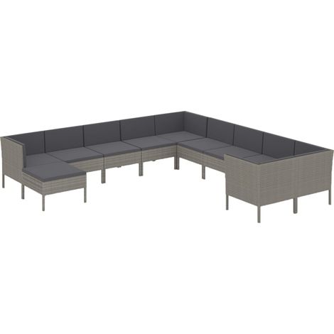 Maison Exclusive - 11-tlg. Garten-Lounge-Set mit Auflagen Poly Ra