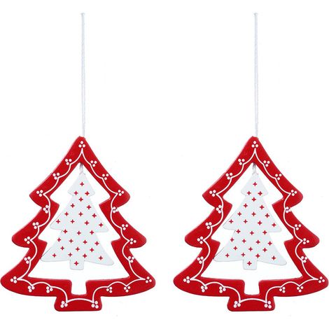 Sujet de Noël Bois Suspension x 2 - Feeric lights & christmas