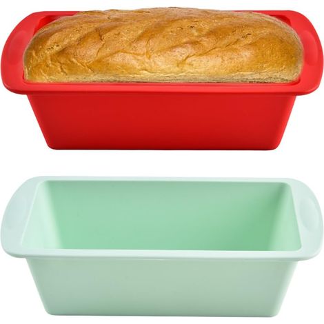2 Pièces Moule a Cake,Moule Gateau Patisserie Petit,Moules à Pain en Silicone,19x9x6cm Antiadhésif Moules Rectangulaire,pour Gâteaux,Accessoires Air Fryer,Ustensiles à Pâtisserie (1/5)