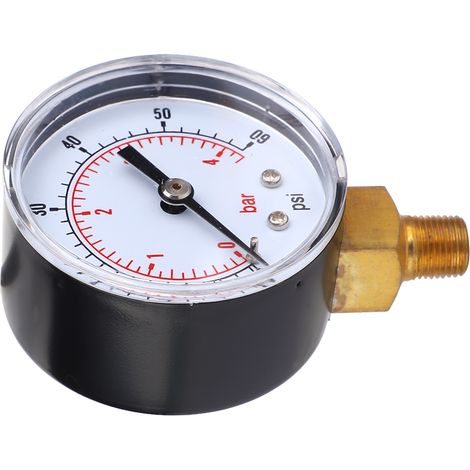 Manometer mit 50-mm-Zifferblatt, 1/8-BSPT-Gewinde an der Unterseite für Luft, Wasser, Öl und Gas (0–60 PSI, 0–4 Bar) (1/5)
