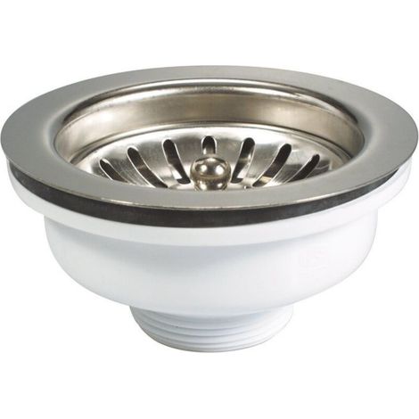 Bonde de lavabo manuelle Ø114 mm – Inox 18/10 – Sans trop-plein – Compatible éviers 1 bac inox, synthèse, céramique (1/5)
