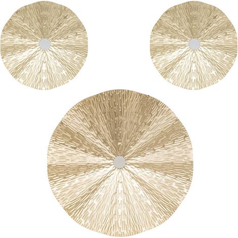 Lote de 3 decoraciones murales de metal dorado Leslie D22 225 335cm - Atmosphera créateur d'intérieur