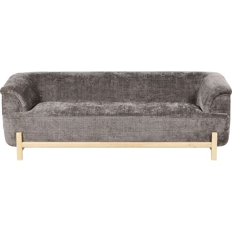 Canapé 3 Places Moderne en Tissu Chenille Pieds en Bois Meuble de Salon Marron Alnor (1/5)