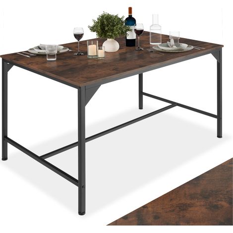 Table de salle à manger style industriel 120 x 75 cm bois foncé