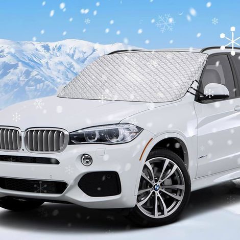 Couverture Pare Brise Voiture, Bâche Pare Brise Protection, Pare-Soleil Anti Givre Neige Anti Glace UV Soleil, 177x109x141CM (1/5)