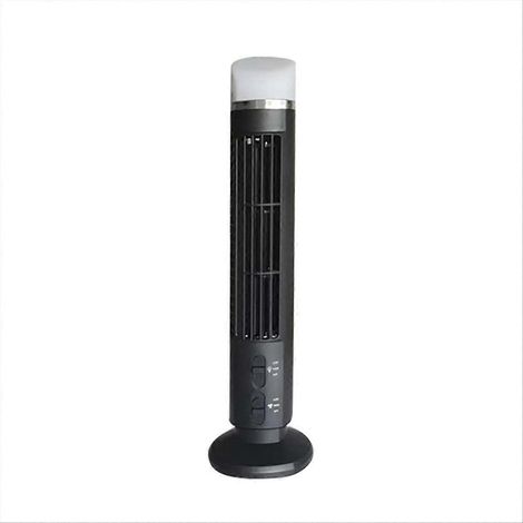 Leiser Turmventilator, tragbarer Luftkühler mit LED-Beleuchtung, schwarzer USB-Stecker, starker Luftstrom, schlankes Design, für Zuhause und Büro, 3 Geschwindigkeitsstufen (1/5)
