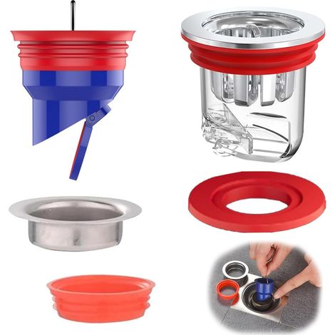 2 Pièces Clapet Anti Odeur Douche,33-52mm Clapet Anti Odeur Douche Bouchon Siphon De Sol De Douche,Anti-Odeurs,Anti-Retour,pour Salle De Bain,Cuisine,Cave (1/5)