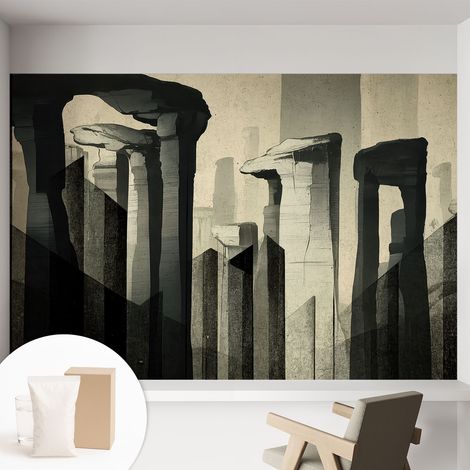 Papier peint intissé mural avec imprimé motifs décoratifs - style contemporain - Colle incluse gratuite Architecture brute 152x104 cm (1/5)