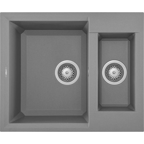 Lavello Elleci Incasso 2 vasche 60x50 Easy 150 Metaltek Grigio Titanium LMY15073 (1/2)