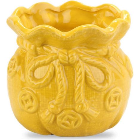 Gelbe Keramikvase/Spardose in Form einer Handtasche (1/2)