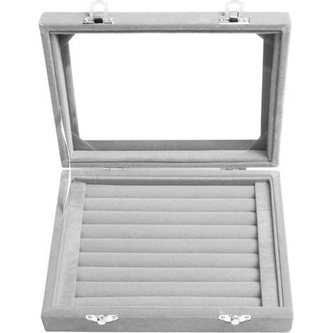Schmuckkästchen aus Samt, 7 Fächer, Aufbewahrungsbox für Ringe, Ohrringe, Halsketten (1/4)