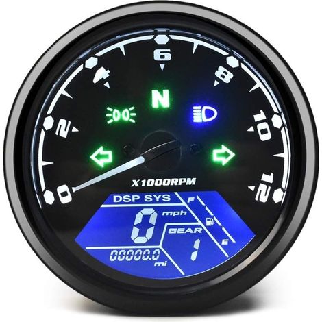 Compteur de vitesse/compte-tours/odomètre numérique pour moto (MPH/km/h). (1/5)