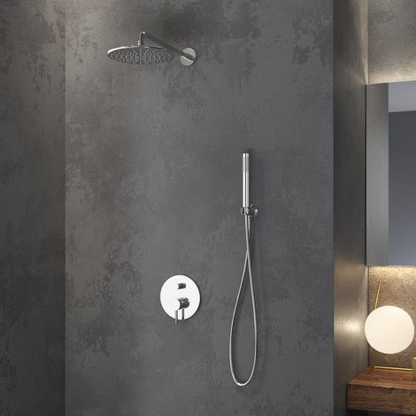Set doccia a parete acciaio inox satinato con soffione, doccetta e miscelatore  KAM-ARTE INOX kamalu