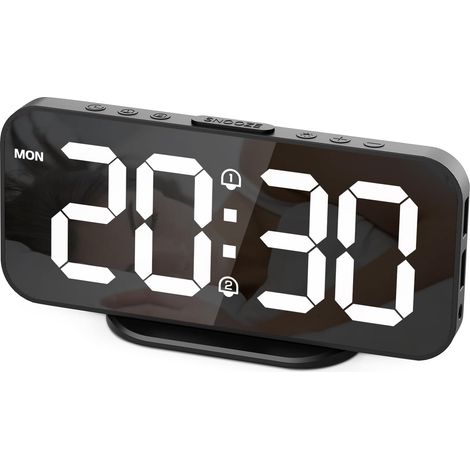 Digitaler Wecker Digitaluhr mit LED-Display Morgenwecker mit Snooze-Funktion Nachttischuhr mit Spiegel Deko Schlafzimmer Digitaluhr Angetrieben durch USB
