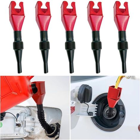 5 Pièces Entonnoir à Essence Pour Voiture, Entonnoirs De Carburant De Bouche Plastique Flexibles, Entonnoir De Carburant Bouche, Entonnoir à Essence Pour Moto, Voiture, Essence(Rouge) (1/4)