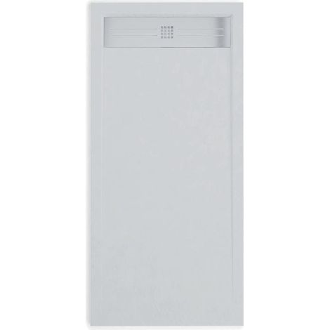 Mineralguss-Duschwanne extra flach ELITE Schieferoptik GRAU 70x170cm Auslaufschutz in Farbe