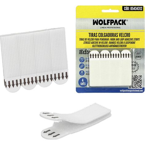 tiras colgadoras adhesicas con velcro 16 x 55 mm. blister 4 unidades (1/5)