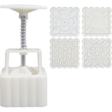 Moule À Mooncake - Moule À Pâtisserie Manuelle En Plastique ABS - Pour Gâteaux Festifs Et Réalisations DIY - 1 Pièce Avec 4 Ou 5 Tampons (1/5)