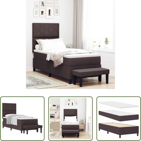 vidaXL Stoffbett - Boxspringbett mit Matratze Dunkelbraun 80 x 200 cm Stoff (1/5)