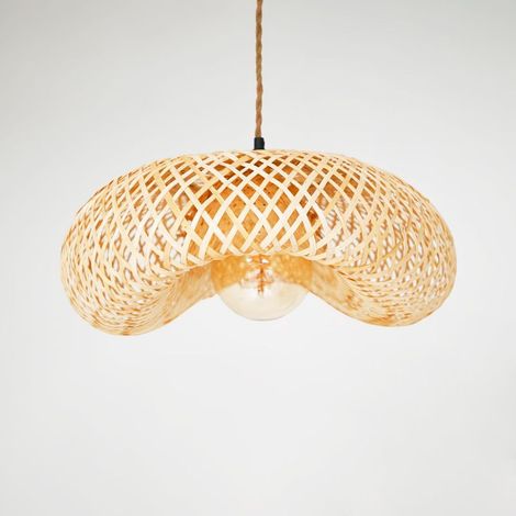 Suspension en osier "FREY" - E27 - Corde boho chic