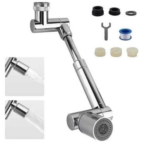 Universelle 1440° Prolongateur de Robinet, 2 Modes de Sortie d\'Eau Robinet de Cuisine Multifonction Filtre Anti-Projections Rallonge de Robinet Pivotant pour Lavabo de Salle de Bains (1/4)