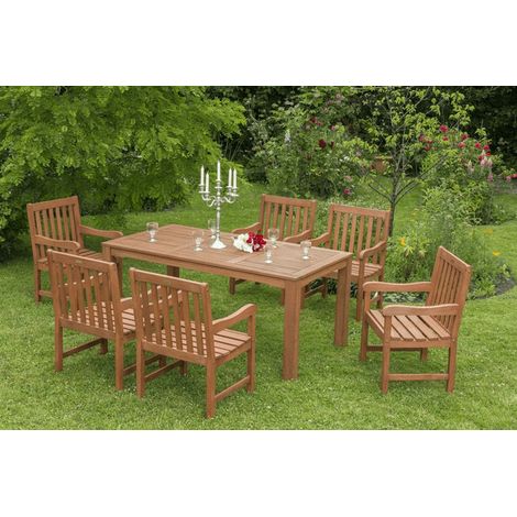 Santos Set 7tlg 6 Sessel Tisch 170x90cm Eukalyptus