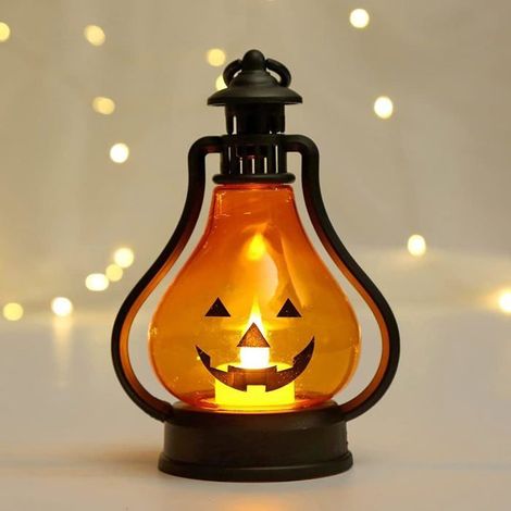 KLVGTIFS PU - Lanterne citrouille d'Halloween portable à piles pour décoration d'intérieur et d'extérieur (B) (1/5)