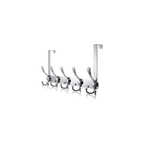 (Argent, 15 Crochets, 4.5 cm) Porte Manteau pour Porte, Crochet de Porte en Acier Inoxydable, Patère de Porte à Suspendre pour Chambre à Coucher Salle de Bains Porte de Cuisine