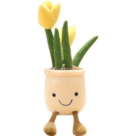 Tulip Plush Toy Good Resilience Odorless Cute Soft Fluffy Plant Ornament for Home Office Car Decor Gifts Yellow 30cm (1/5)